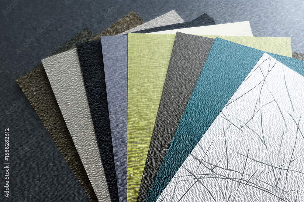 Fototapeta premium Exploration of Muted Tone Filament Samples Featuring Geometric Patterns and Various Recycled Materials
