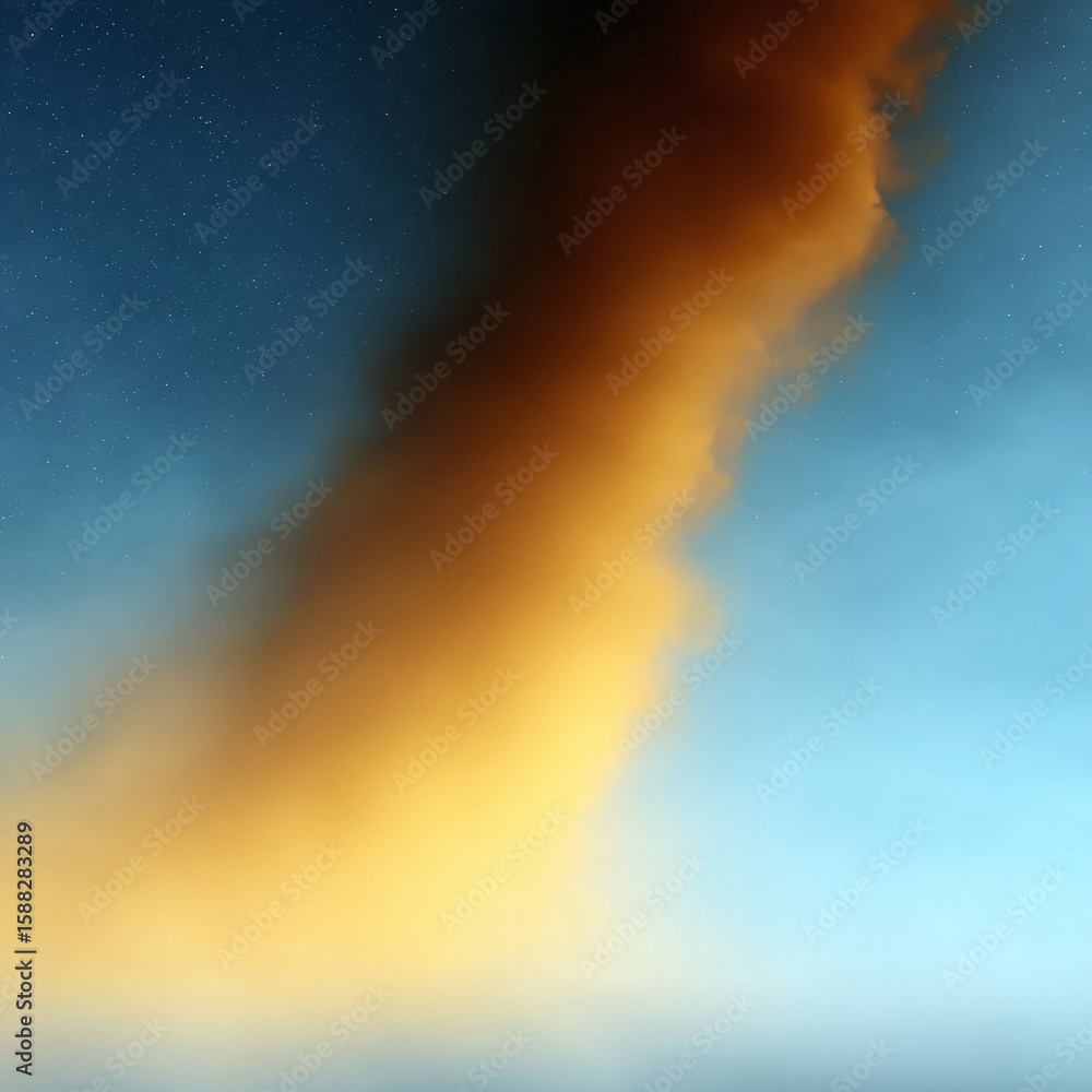Obraz premium Abstract cosmic landscape. Celestial scene depicting a nebula formation, space dust, and twinkling stars against a dreamy blue atmosphere. Evokes wonder and can be used for background.