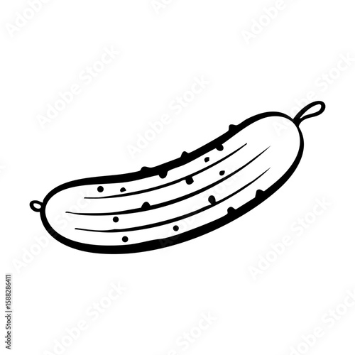 A black and white illustration of a pickle hand drawing vector illustration