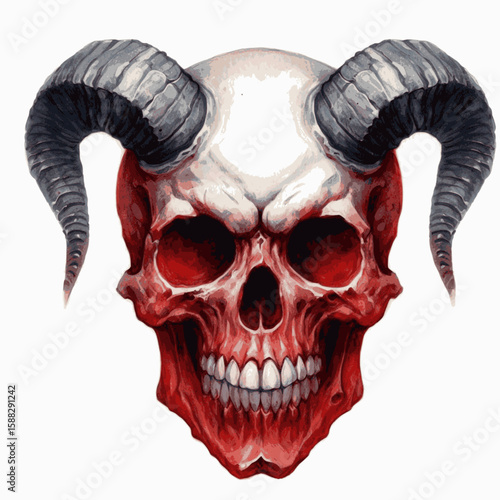 Cursed Wash Demon Skull isolated watercolor vector illustration svg