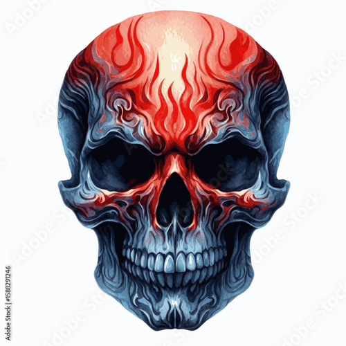 Shadow Horn Demon Skull isolated watercolor vector illustration svg