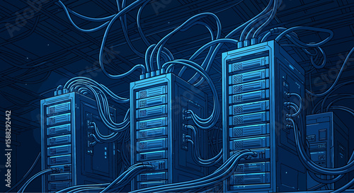 Data Center Mainframe Illustration