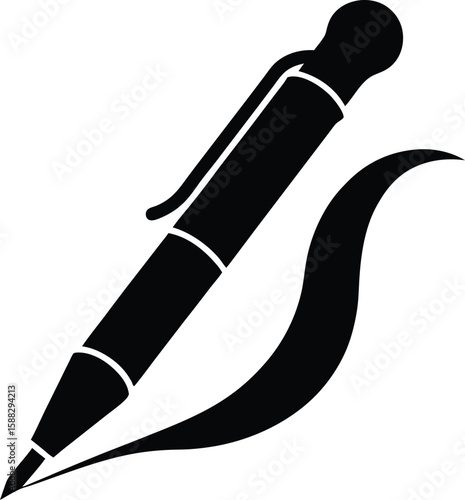 trendy black silhouette vector pen writing