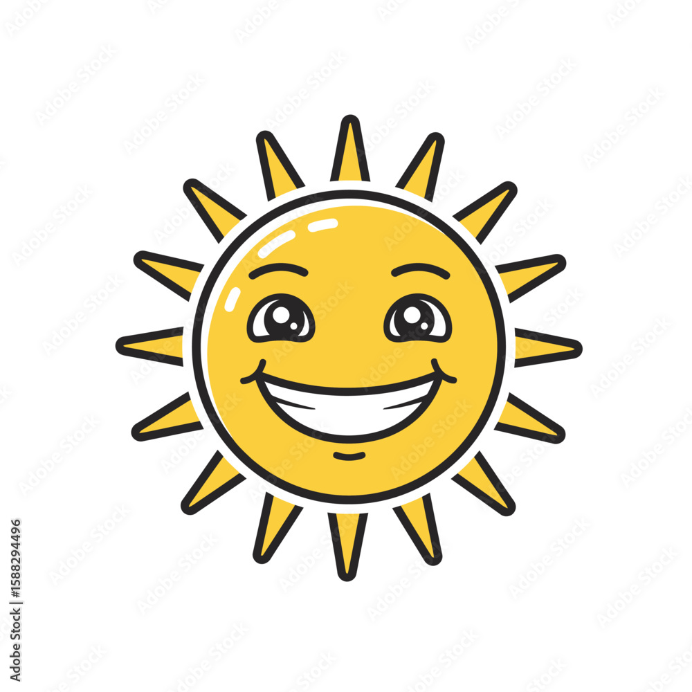 Happy Sun Cartoon Illustration Happy Sun Cartoon Illustration