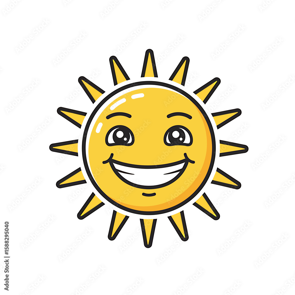 Cheerful Cartoon Sun with Happy Face Cheerful Cartoon Sun with Happy Face