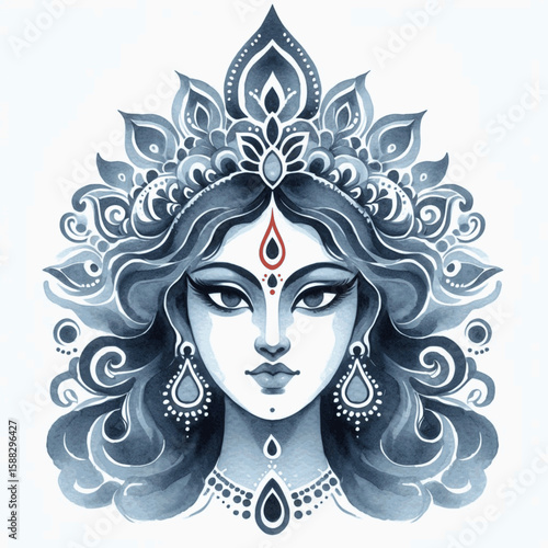 Midnight Mother: Goddess Kali  isolated watercolor vector illustration svg