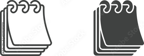 Two simple icons of a notepad with a spiral binding on a light gray background