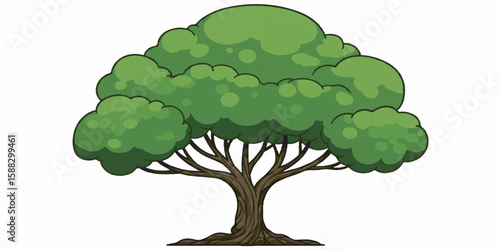 Stylized Tree Vector with Clean Design and Vibrant Green Tones