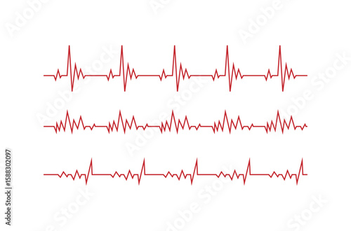 Heartbeat Pulse Line – ECG Monitor Waveform Vector Set