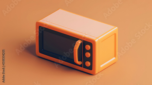 3d isometric icon of a microwave oven orange