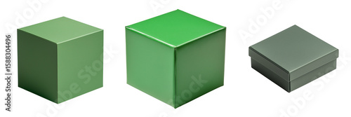 Set of a green box , isolated