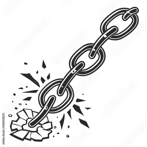 Broken Chain Link Illustration Showing Freedom From Bondage