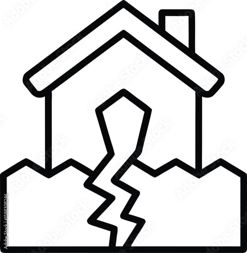 earthquake damage house icon