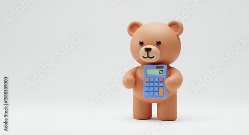 Teddy bear holding calculator toy