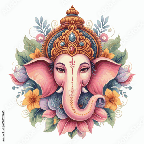 Beloved Threshold Lord Ganesha isolated watercolor vector illustration svg