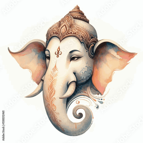 Dawn Remover Lord Ganesha isolated watercolor vector illustration svg