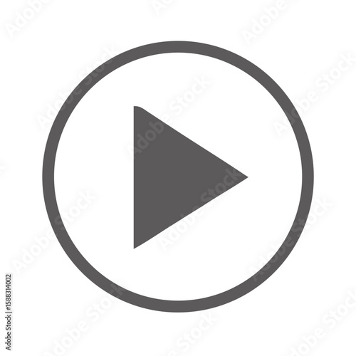 Vector illustration of a glossy round video player button with a play arrow symbol for web multimedia control