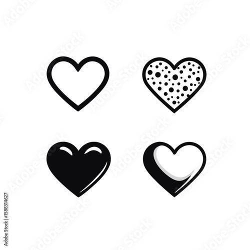 A romantic set of shiny red and pink heart-shaped chocolates, a sweet symbol of love for Valentine's Day