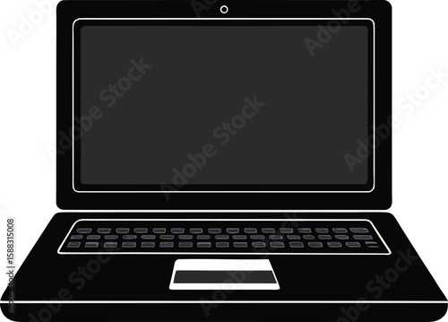 trendy black silhouette vector desktop computer
