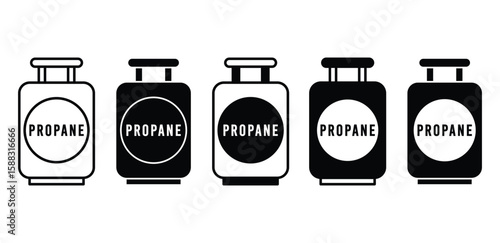 Propane Gas Tank Icons Black and White Color Vector Graphic Design Set 