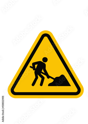road sign work in progress yellow