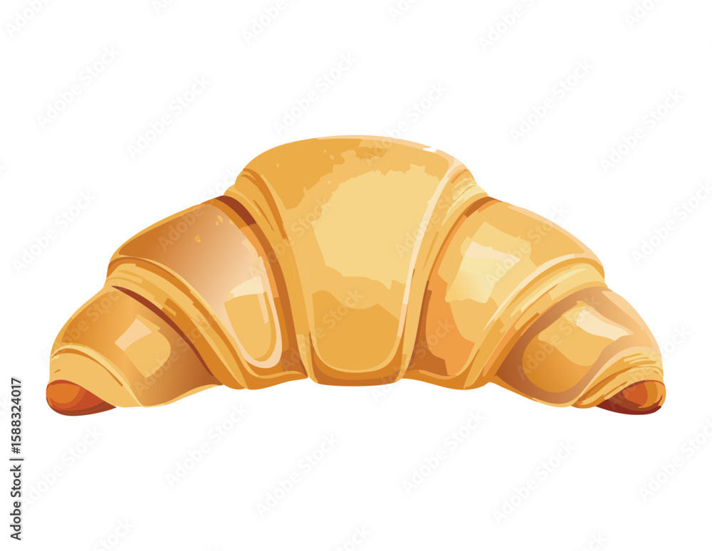 Fototapeta premium Freshly Baked Plain Golden Croissant Pastry - Vector Illustration