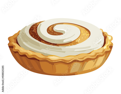 Simple Cream Tart Swirled White Top - Vector Illustration