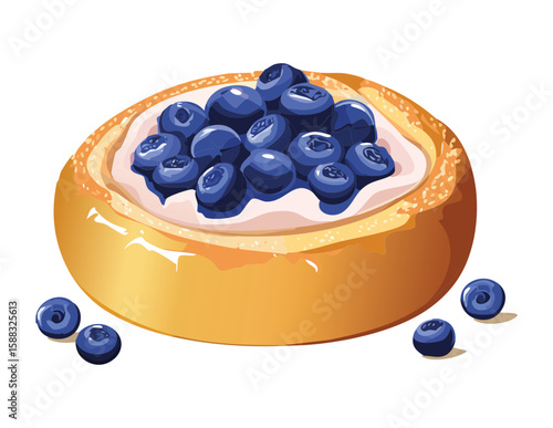 Delicious Berry Tart with Rich Fruit Filling - Vector Illustration