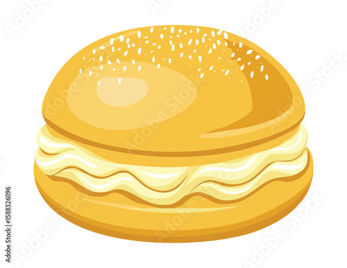 Classic Custard Filled Bun - Vector Illustration