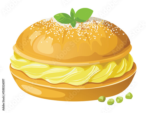 Sweet Cream Filled Pastry - Vector Illustration