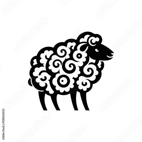 A sheep with curly wool shaped like cotton candy