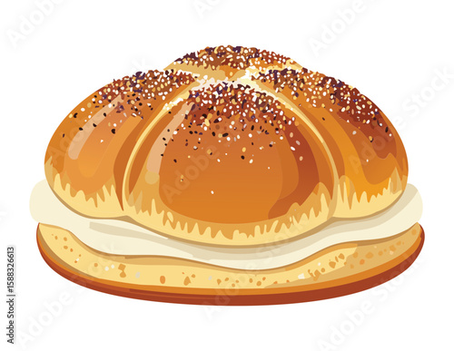 Delicious Filled Bread Roll - Vector Illustration