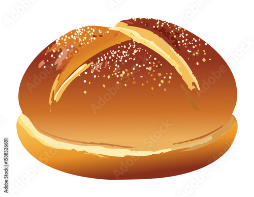 Rustic Cross Cut Bread - Vector Illustration