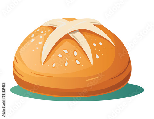 Sesame Seed Crusted Bread - Vector Illustration