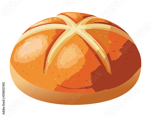 Rustic Cross Cut Pastry - Vector Illustration