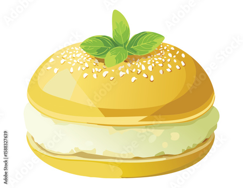 Creamy Yellow Leaf Pastry - Vector Illustration