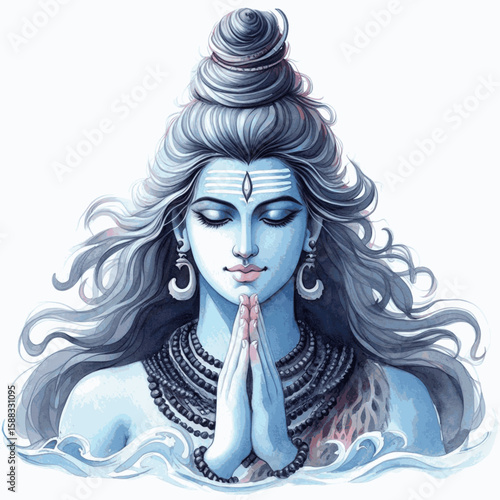 Cosmic Dancer: Lord Shiva isolated watercolor vector illustration svg