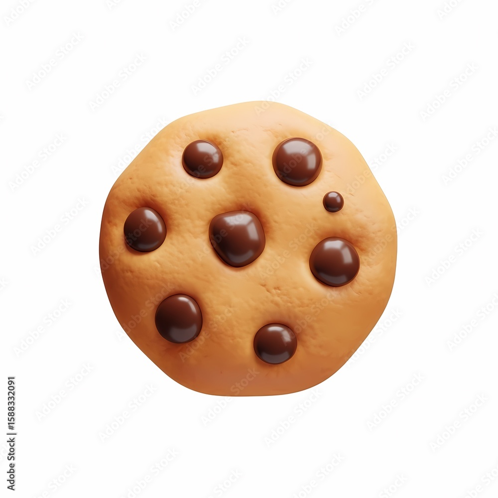 Fototapeta premium Chocolate Chip Cookie Isolated, Fresh Baked, Delicious and Sweet