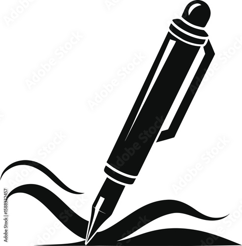 trendy black silhouette vector pen writing