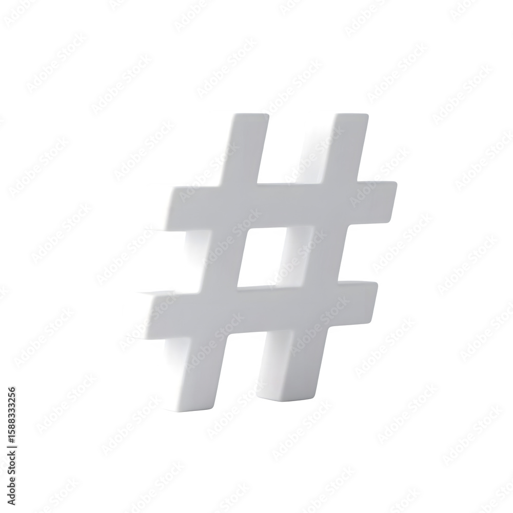 Obraz premium 3D Hashtag Symbol PNG - Transparent Social Media Icon