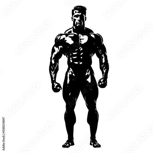 Strong Bodybuilder Silhouette Vector – Great for gym branding, supplement labels, strength training guides, personal trainer ads, and high-intensity workout graphics.