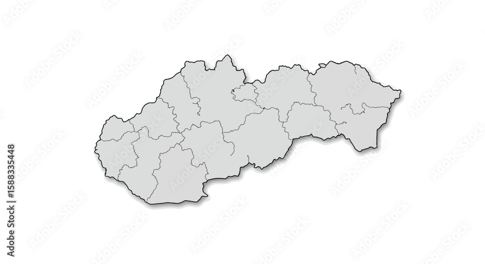 Obraz premium Detailed Outline Map of Slovakia Exploring Regions and Geography for Travel and Educational Purposes