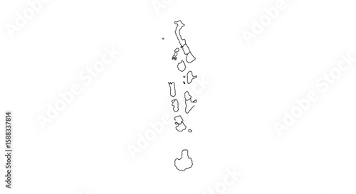 Outline Map of the Maldives Archipelago A Conceptual Illustration of Island Geography and Tourism