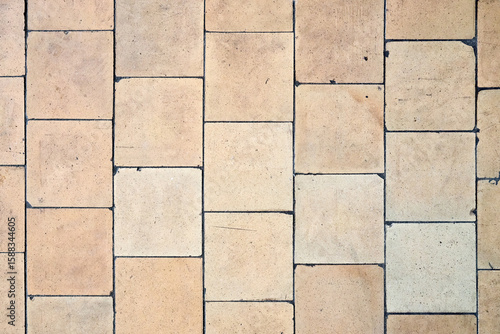 Wallpaper Mural Orange brown white beige old shabby worn out floor tiles with damages cracks dirt caverns potholes and paint stains. Art design background texture. Torontodigital.ca