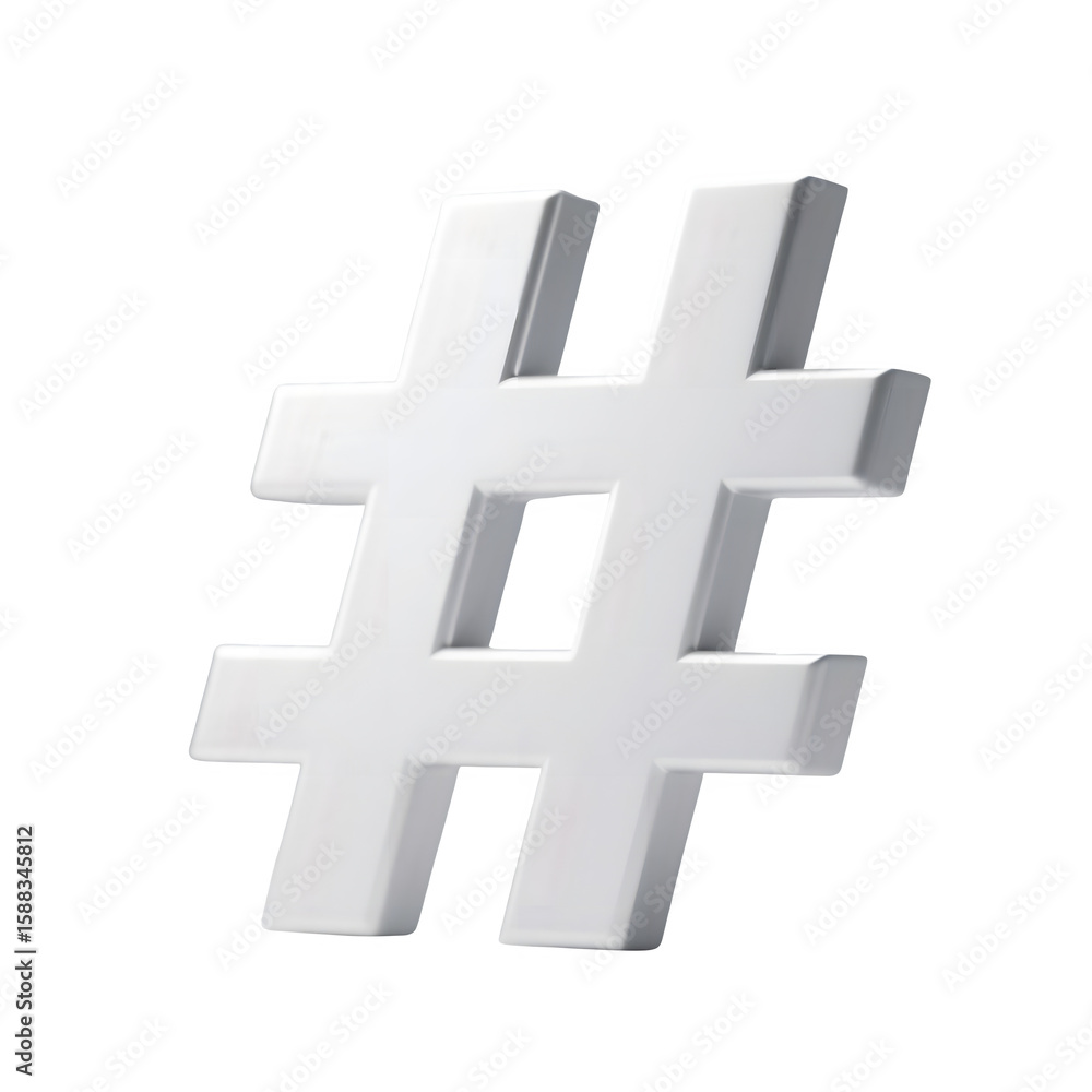 Obraz premium 3D Hashtag Symbol PNG - Transparent Social Media Icon