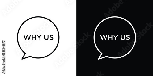 Why us icon. Thin linear web icons