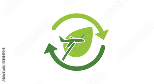 Green Airplane with Circular Arrows