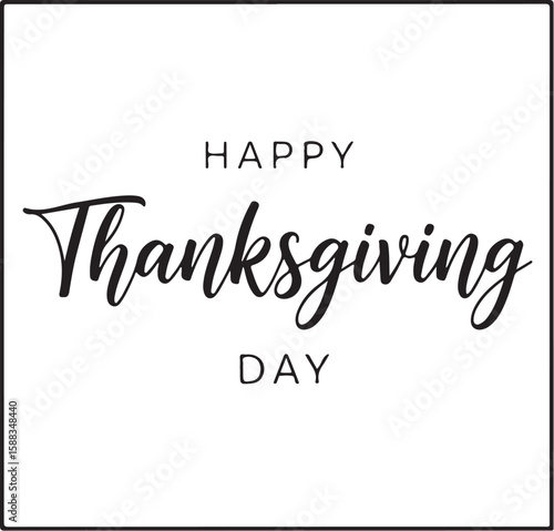 Vector art of happy thanksgiving day modern calligraphy isolated