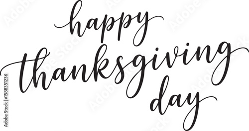 Vector art of happy thanksgiving day text in elegant script lettering