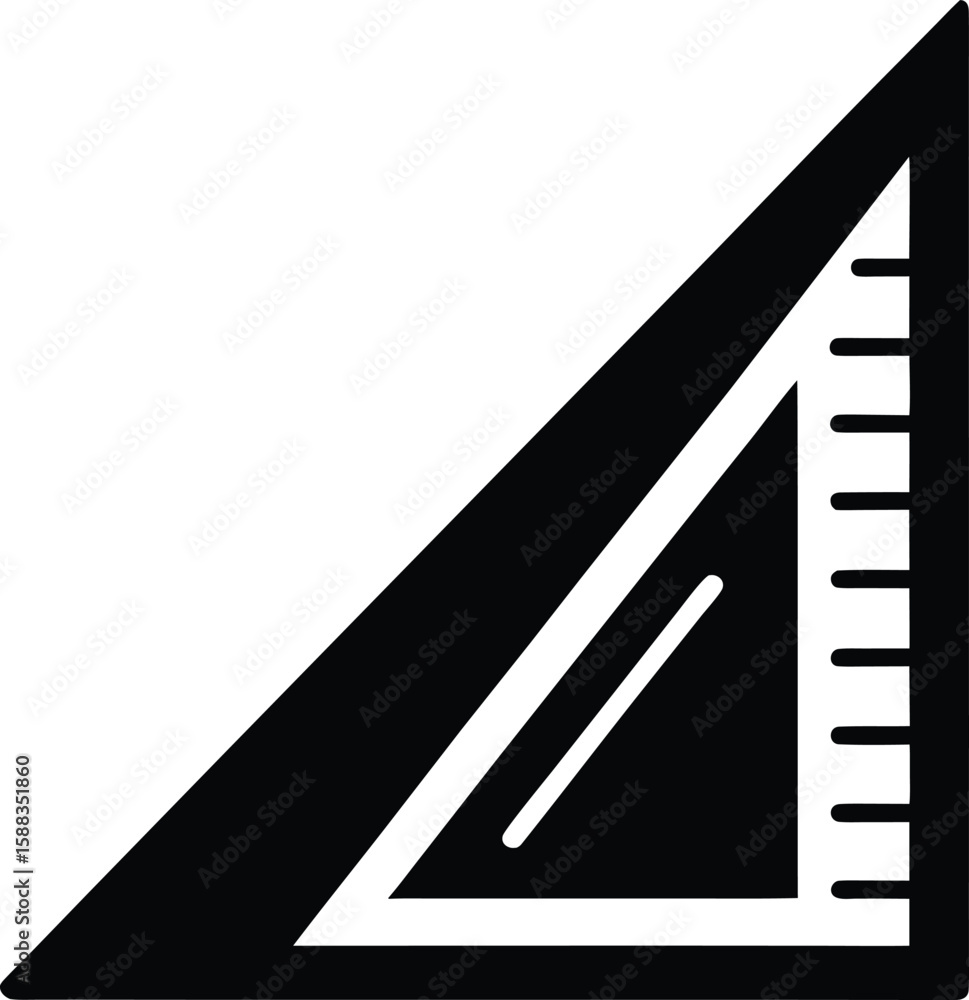 Fototapeta premium Geometry Triangle Ruler Silhouette Vector Art